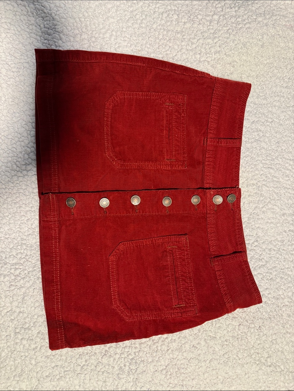 FREE PEOPLE - Red/burnt Corduroy Button-Front Mini Skirt